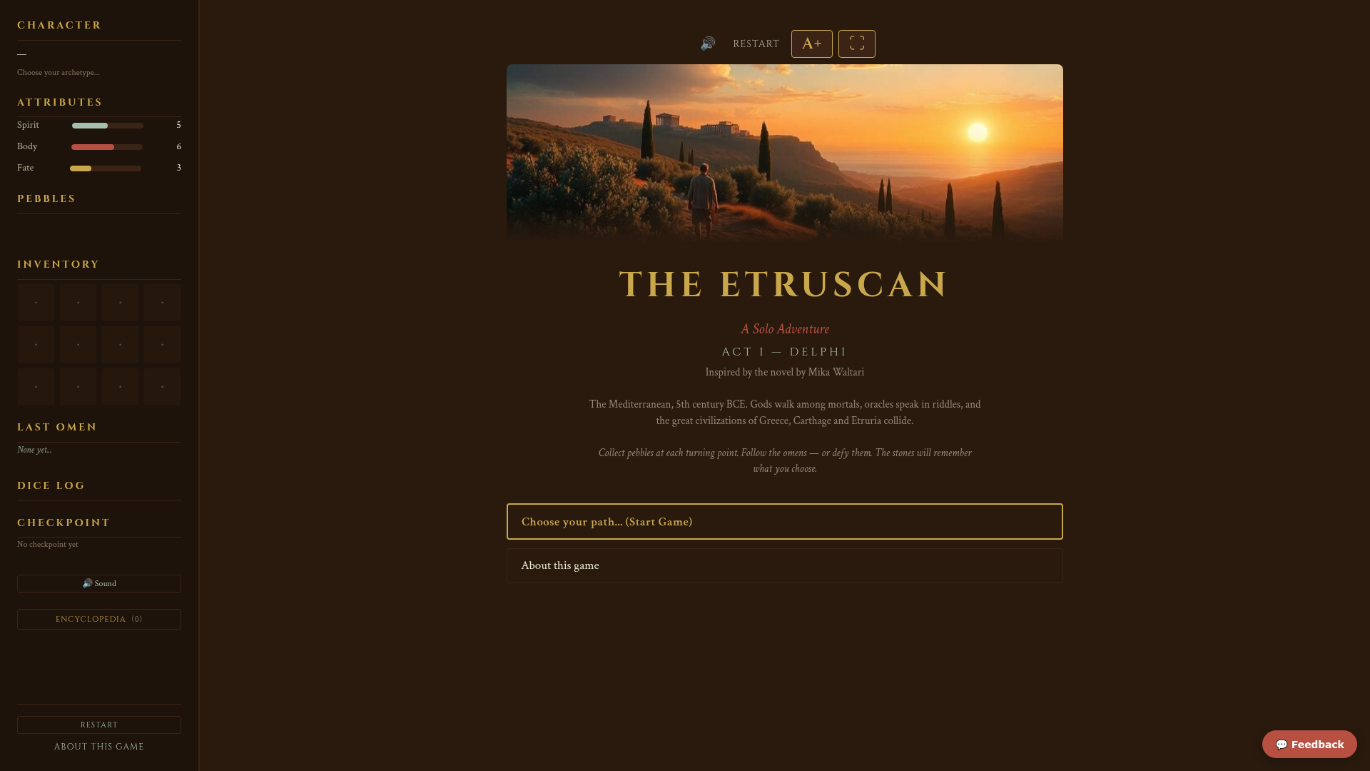 The Etruscan interactive fiction